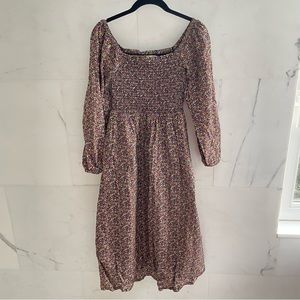 J. Crew Floral Smocked Midi Dress